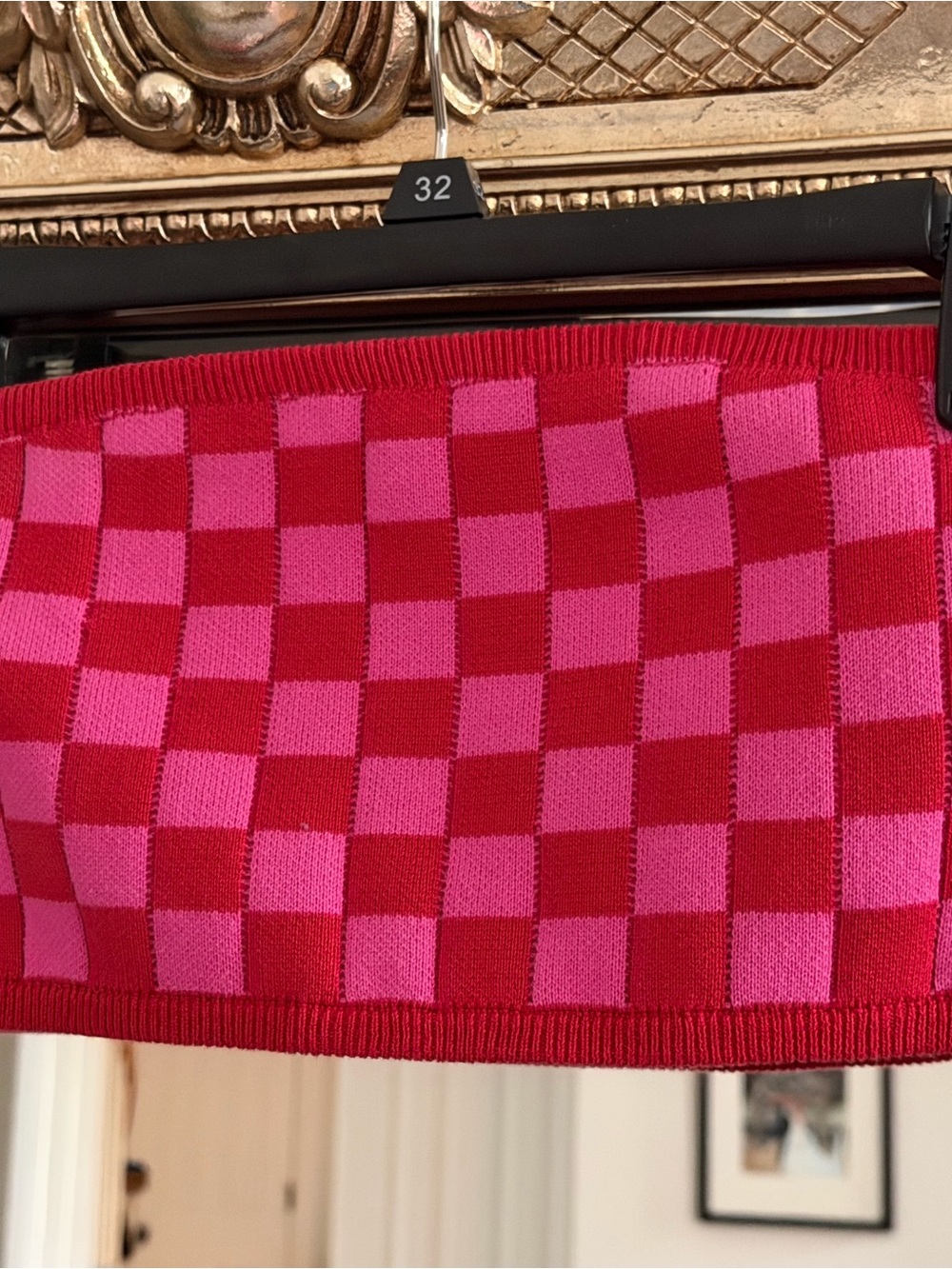 Charlie Holiday Pink and Red Checkered Knit Maxi Set - Picture 5 of 9